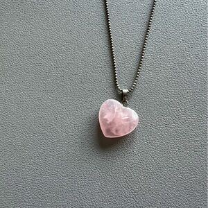 Pink Heart Silver Necklace